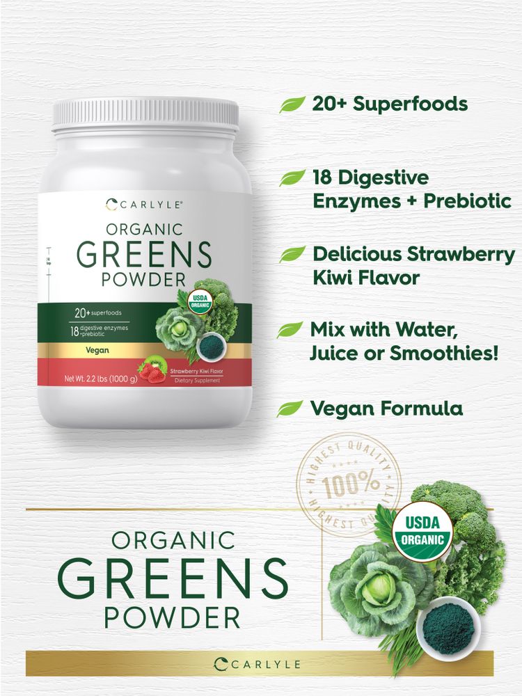 Polvo de Verdes Orgánicos | Suplemento de 35.2 oz