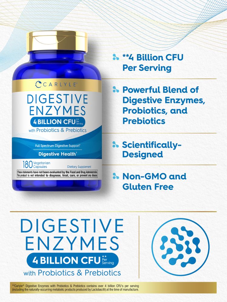 Enzimas Digestivas con Probióticos y Prebióticos | 180 Cápsulas