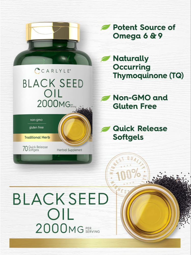 Aceite de Semilla Negra 2000mg por porción | 70 Cápsulas Blandas