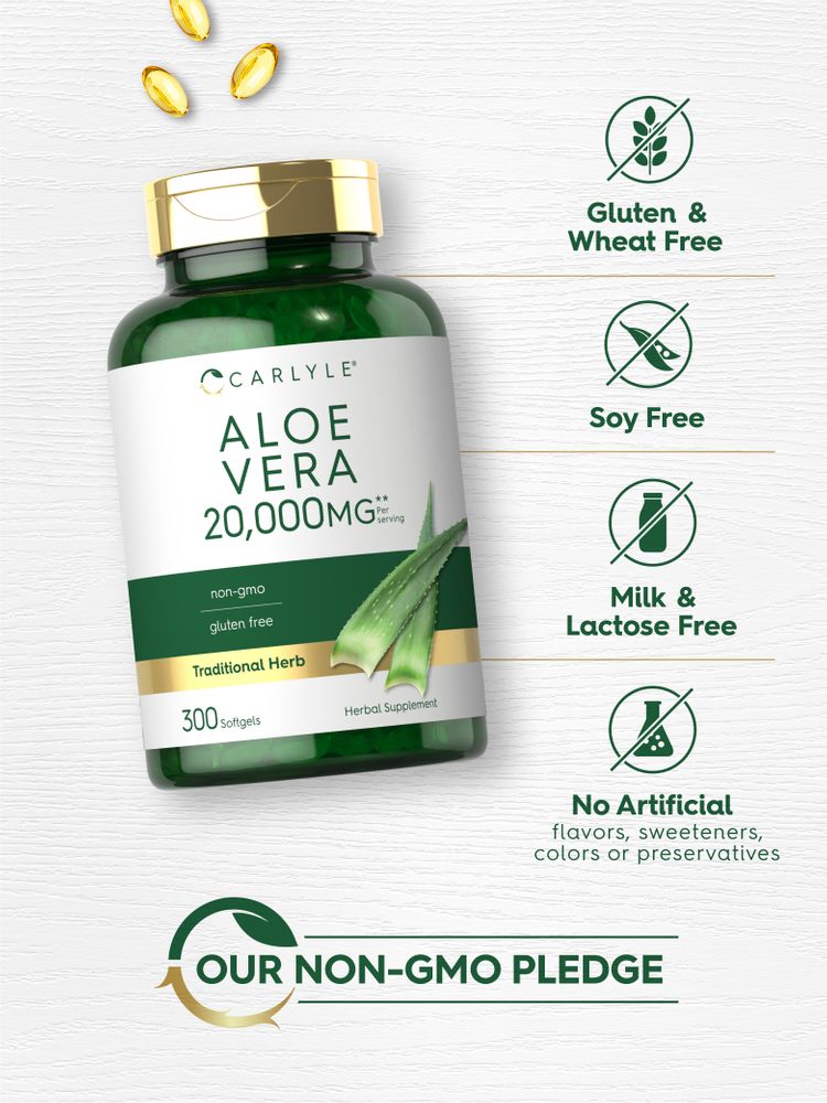 Aloe Vera 20000 mg por porción | 300 cápsulas blandas
