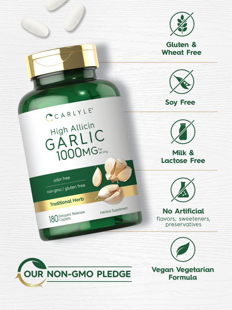 Garlic High Allicin 1000mg per serving | 180 Caplets