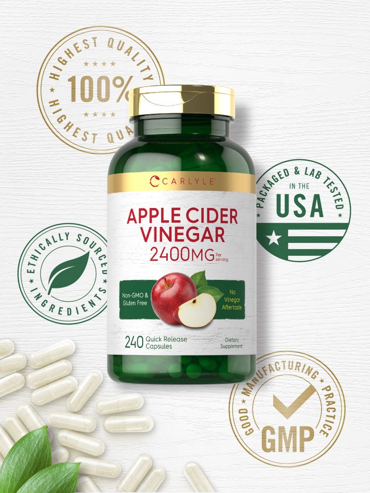 Vinagre de Sidra de Manzana 2400mg por porción | 240 Cápsulas