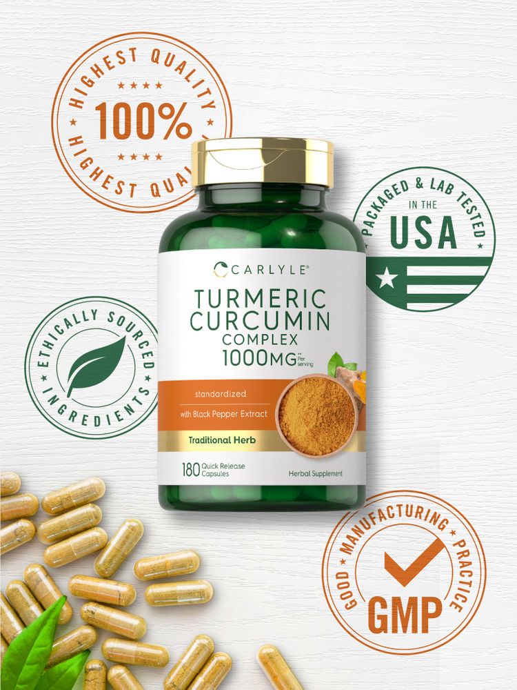 Kurkuma Curcumin mit schwarzem Pfeffer 1000mg | 180 Kapseln