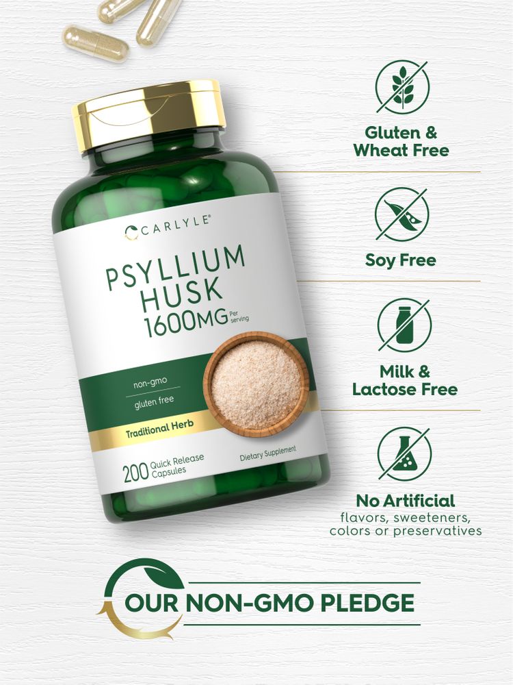 Cáscara de Psyllium 1600mg por porção | 200 Cápsulas