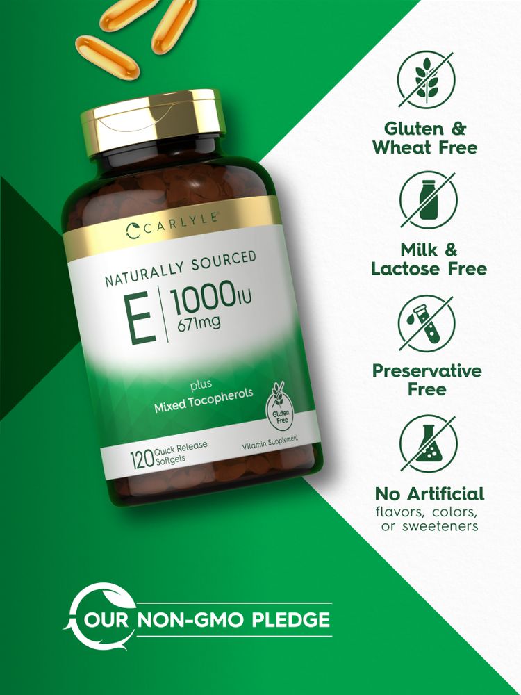 Vitamina E más Tocopheroles Mixtos 1000 UI | 120 Cápsulas Blandas