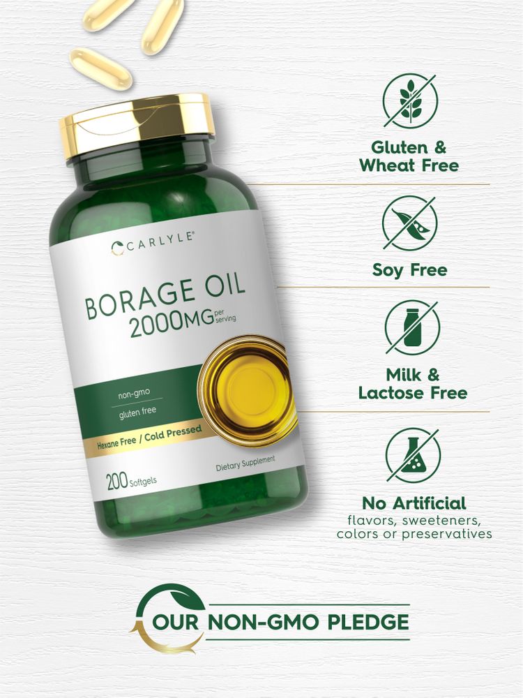 Cápsulas de Óleo de Borragem 2000mg por porção | 200 Cápsulas Gelatinosas
