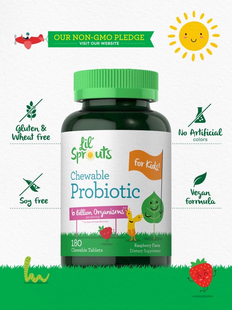 Probiotics for Kids | Raspberry Flavor | 180 Chewable Tablets