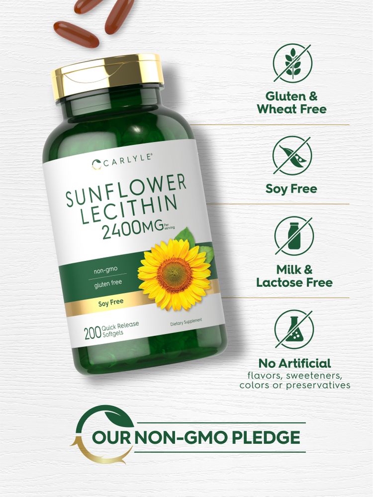 Sunflower Lecithin 2400mg per serving | 200 Softgels