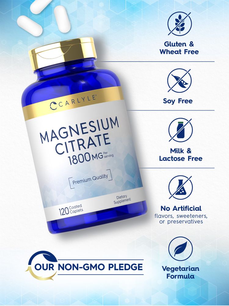 Magnesium Citrate 1800mg per serving | 120 Caplets