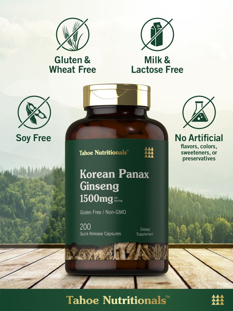 Extracto de Ginseng Panax Coreano 1500mg por porción | 200 Cápsulas