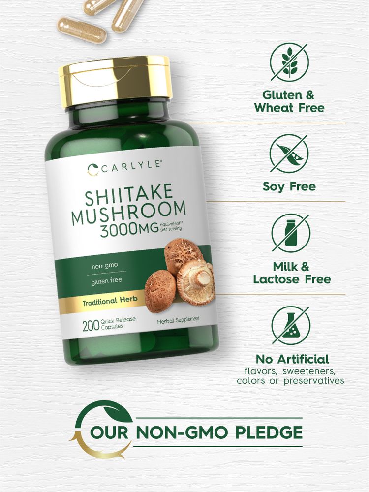 Shiitake Mushroom 3000mg per serving | 200 Capsules