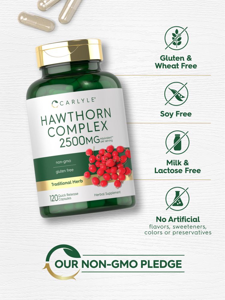 Complesso di Bacche di Biancospino 2500mg per porzione | 120 Capsule