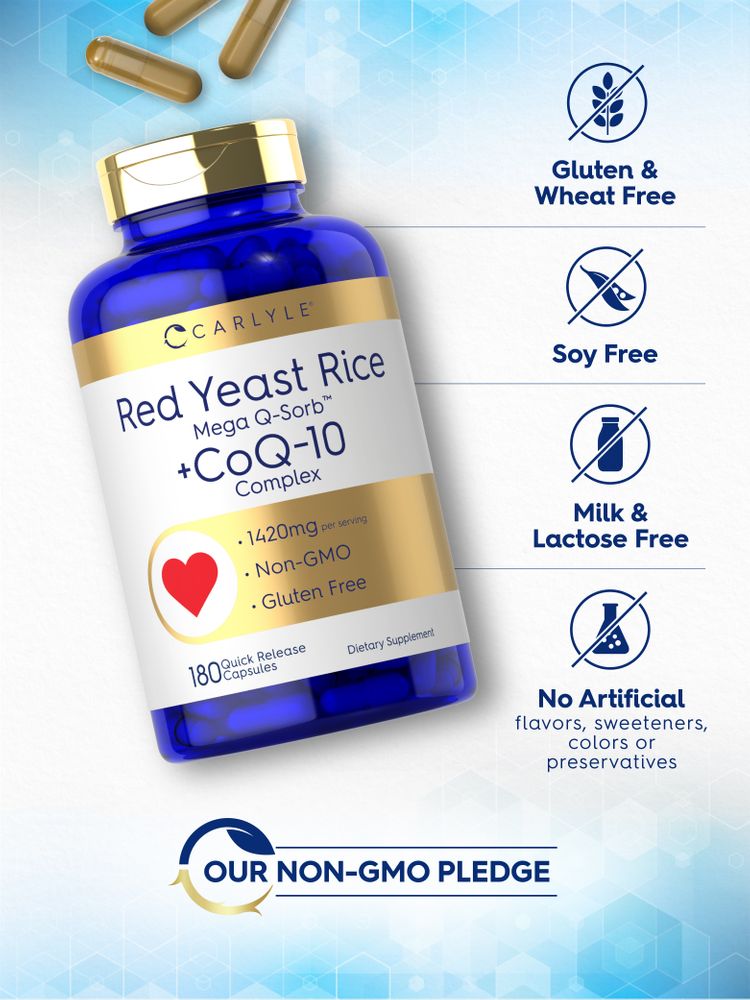 CoQ10 with Red Yeast Rice 1420mg per serving | 180 Capsules