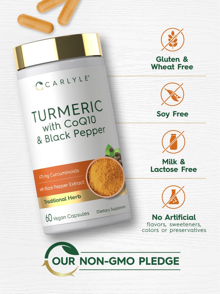 Curcuma con CoQ10 ed Estratto di Pepe Nero | 60 Capsule