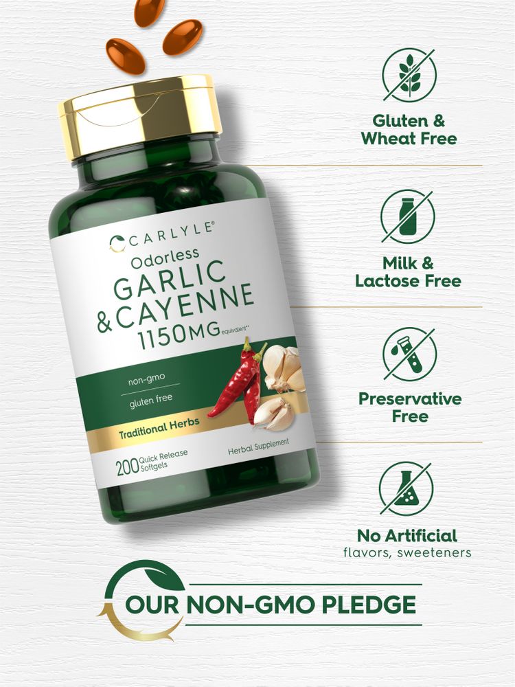 Odorless Garlic & Cayenne 1150 mg | 200 Softgels
