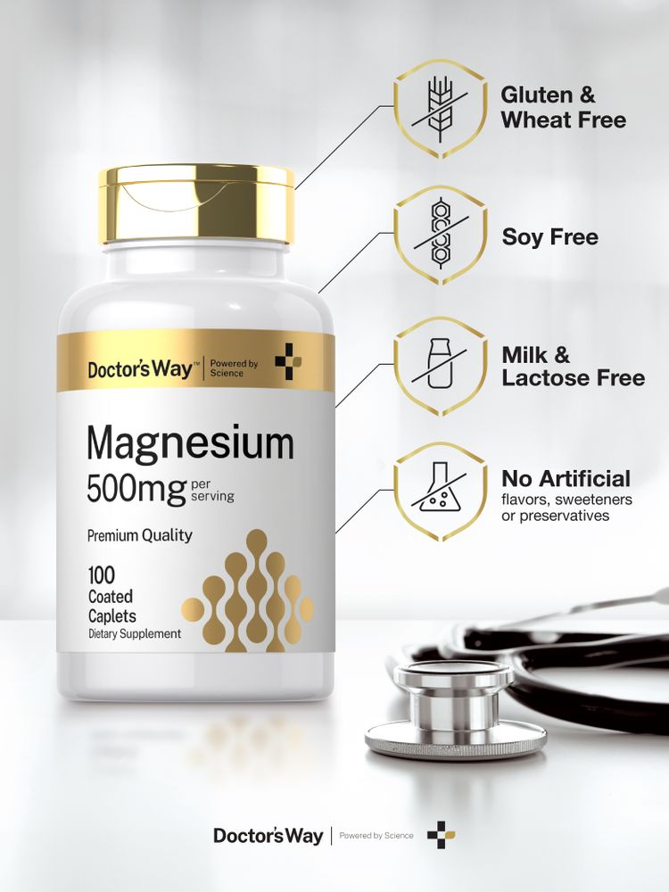 Magnesium Supplement 500mg | 100 Coated Caplets
