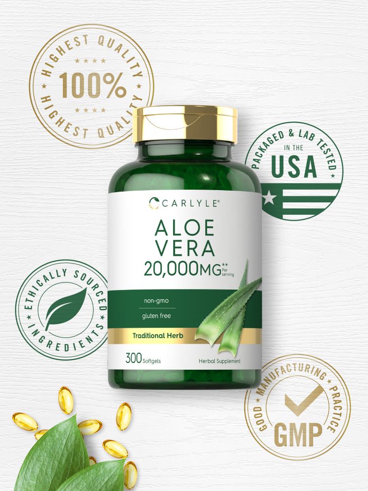 Aloe Vera 20000mg por porção | 300 Cápsulas Gelatinosas