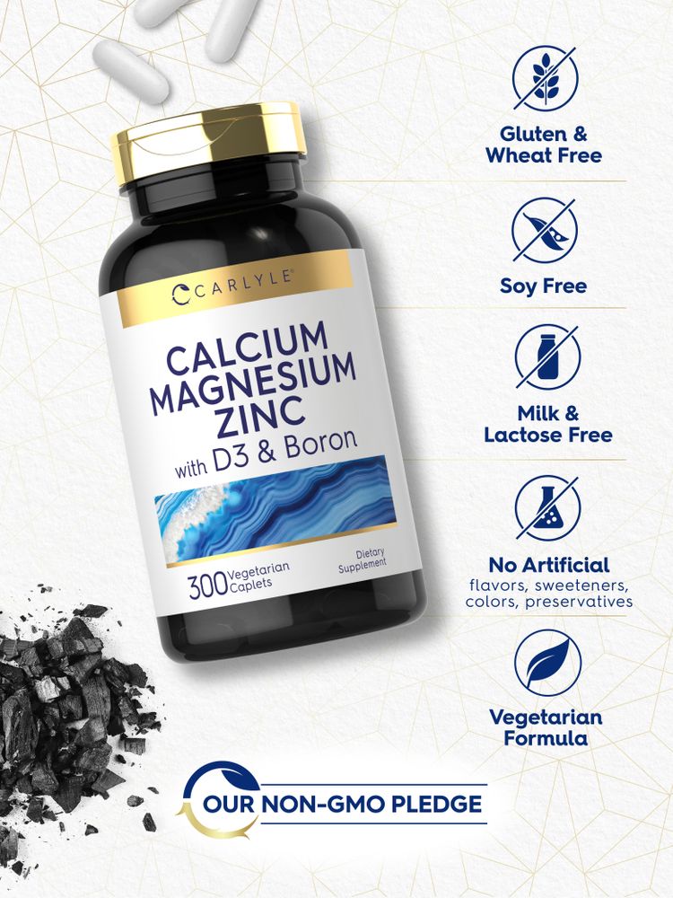 Calcio Magnesio Zinc con Vitamina D3 y Boro | 300 Cápsulas