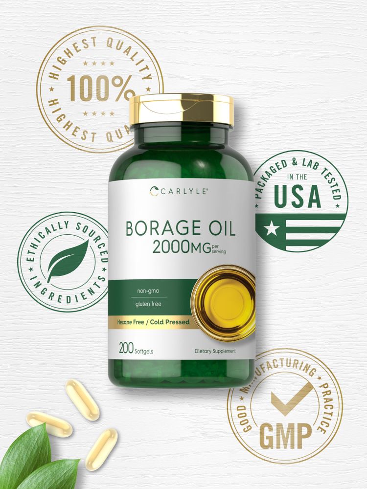 Cápsulas de Óleo de Borragem 2000mg por porção | 200 Cápsulas Gelatinosas
