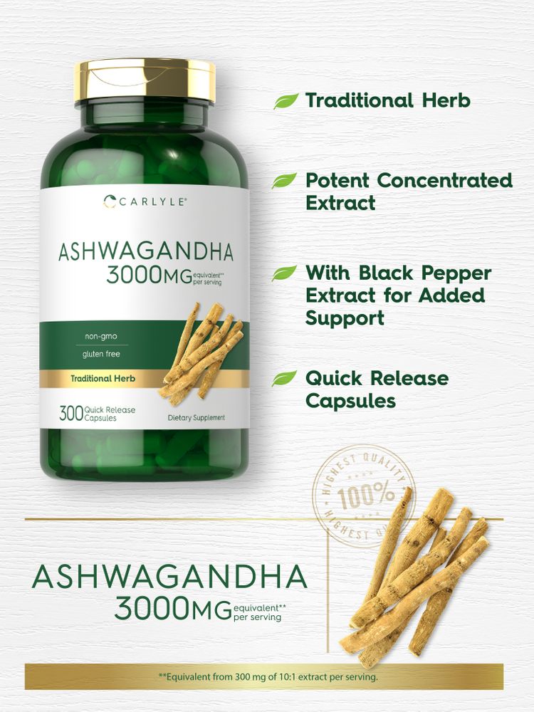 Ashwagandha 3000mg par portion | 300 Capsules
