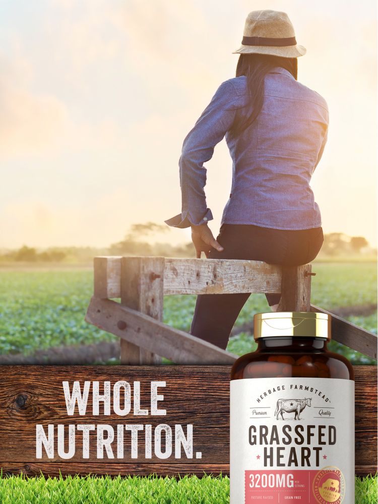 Corazón de Res Alimentado con Pasto 3200 mg por porción | 200 Cápsulas