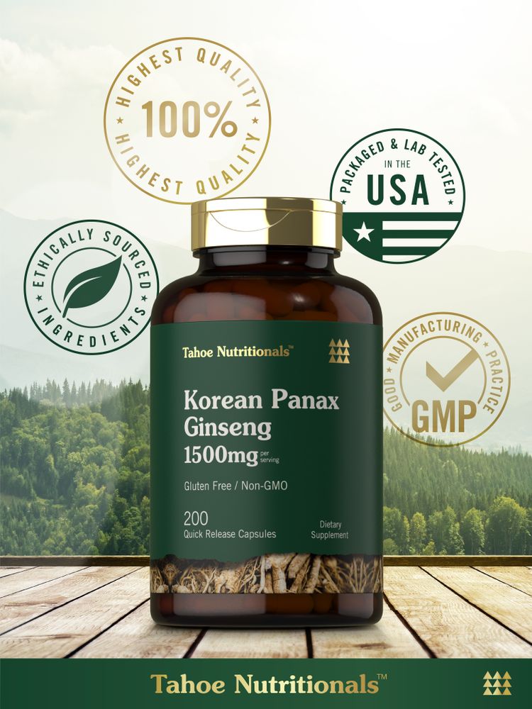 Koreanischer Panax Ginseng Extrakt 1500 mg pro Portion | 200 Kapseln