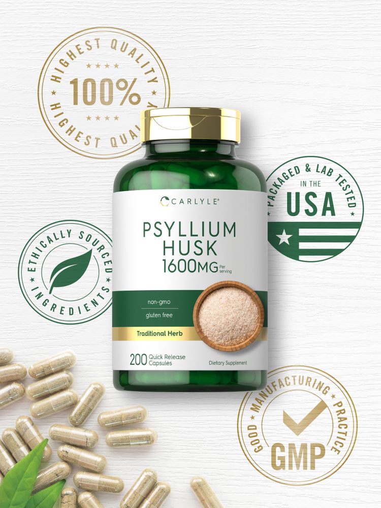Cáscara de Psyllium 1600mg por porção | 200 Cápsulas