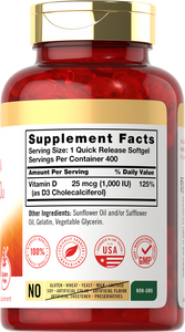 Vitamin D-3 1000IU | 400 Softgels
