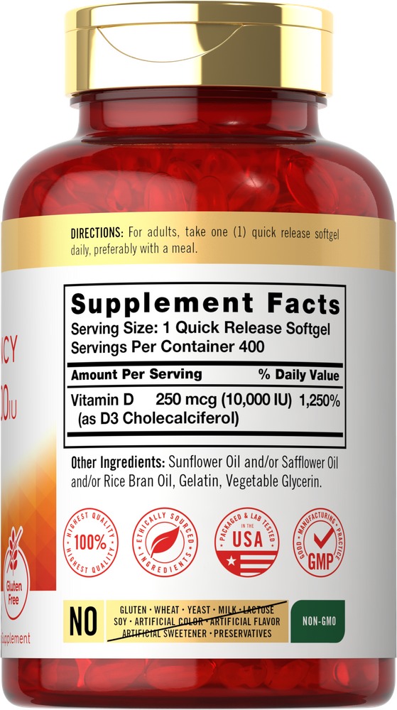 Vitamina D-3 10000IU | 400 Cápsulas