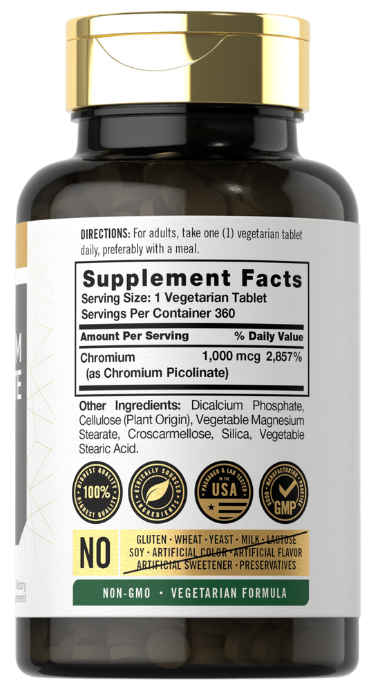 Picolinato de Cromo 1000 mcg | 360 Tabletas