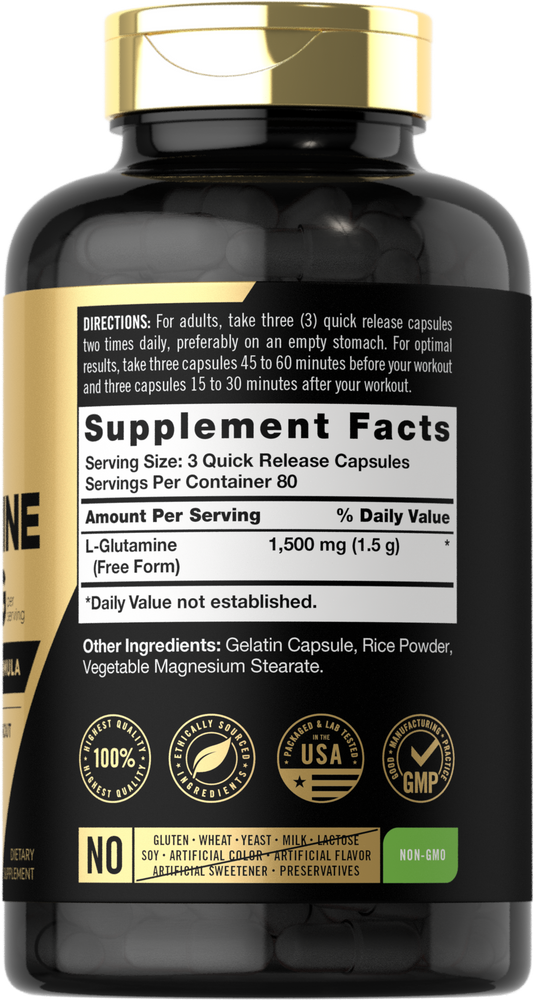 L-Glutamine 1500mg per serving | 240 Capsules