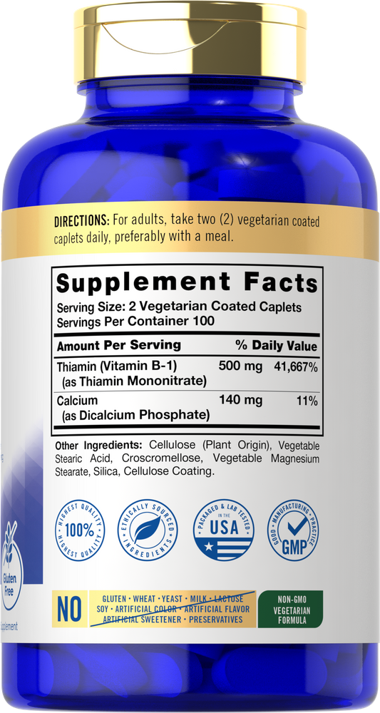 Vitamin B-1 500mg per serving | 200 Caplets