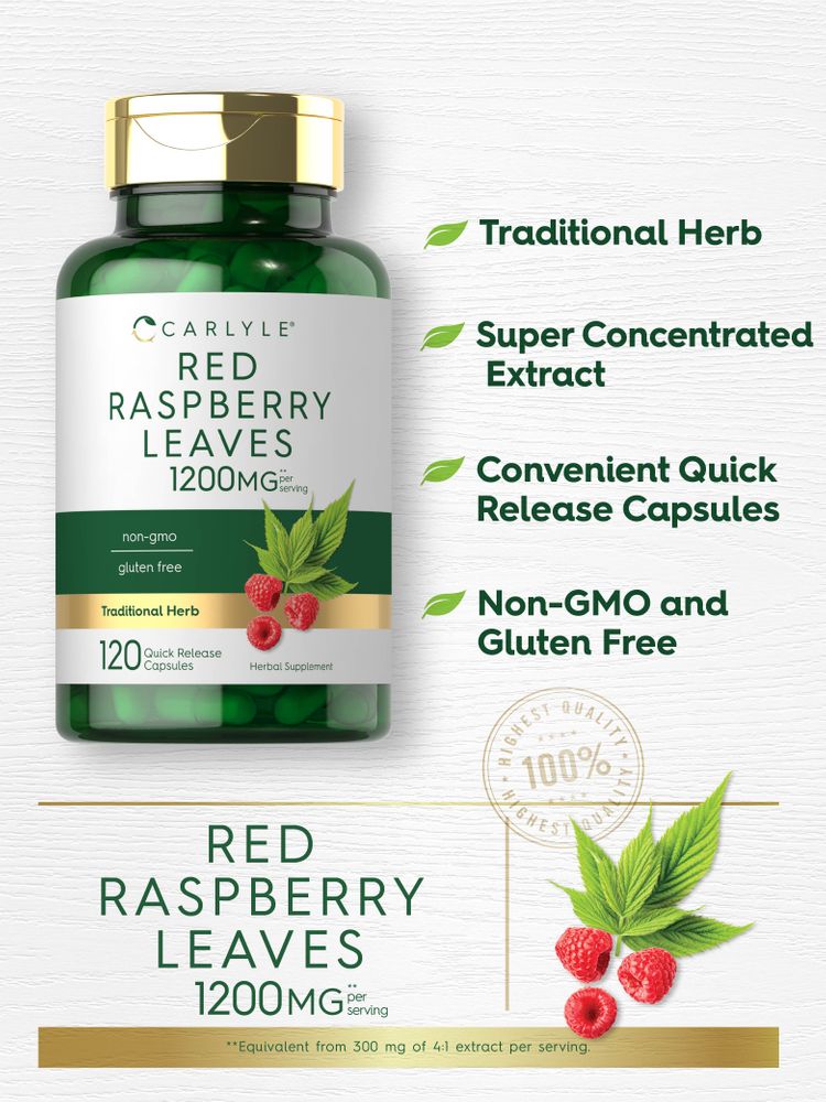 Red Raspberry Leaves 1200mg per serving | 120 Capsules