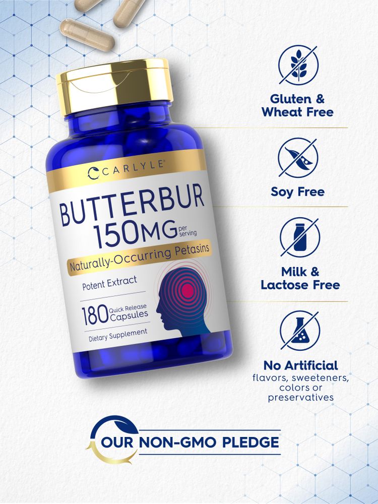 Butterbur Extract Standardized 150mg per serving | 180 Capsules