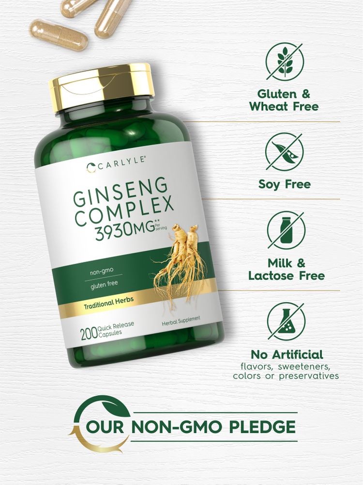 Complejo de Extracto de Ginseng 3930 mg por porción | 200 Cápsulas