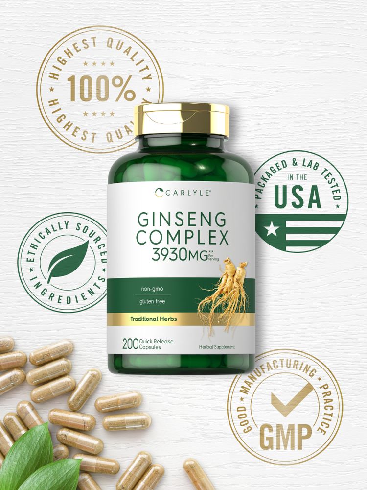 Complexe d'extrait de ginseng 3930mg par portion | 200 Capsules