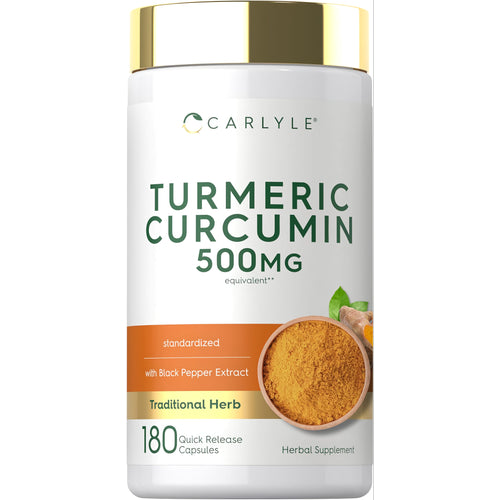 View 1 Turmeric Curcumin 500MG equivalent** 180 Quick Release Capsules, standardized, with Black Pepper Extract, Traditional Herb, Herbal Supplement.