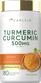 Turmeric Curcumin 500MG equivalent** 180 Quick Release Capsules, standardized, with Black Pepper Extract, Traditional Herb, Herbal Supplement.