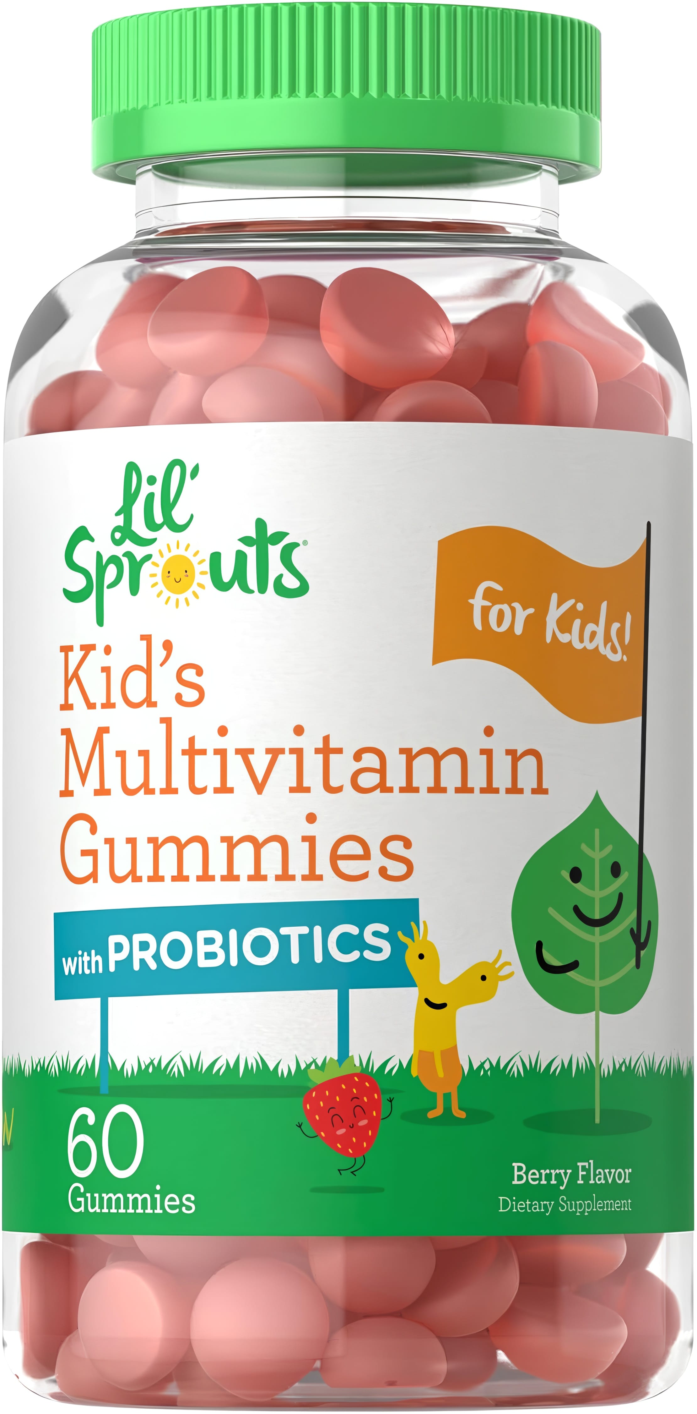 Lil' Sprouts Kid's Multivitamin Gummies with Probiotics, 60 berry-flavored gummies, dietary supplement.