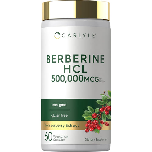 View 1 Carlyle Berberine HCL supplement, 500,000MCG per serving, 60 vegetarian capsules, non-GMO, gluten-free, from Barberry Extract.