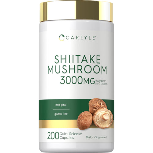 View 1 Carlyle Shiitake Mushroom 3000mg equivalent per 3 capsules, 200 Quick Release Capsules, Dietary Supplement.
