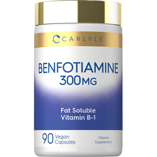View 1 Benfotiamine 300 mg, 90 vegan capsules, a fat-soluble form of Vitamin B-1 supplement.