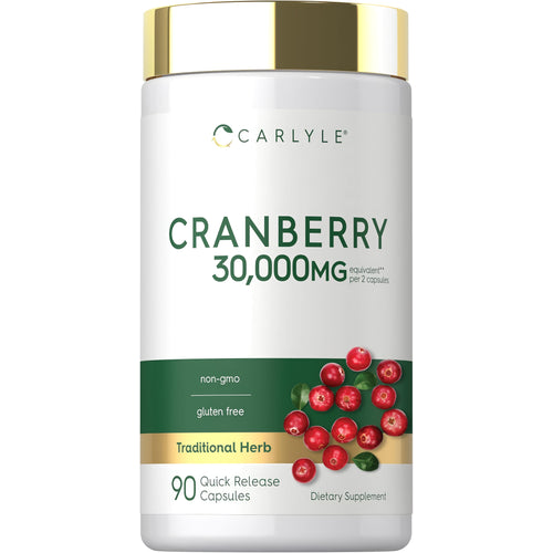 View 1 Carlyle Cranberry 30,000mg equivalent per two capsules, 90 Quick Release Capsules. Non-GMO and Gluten Free.