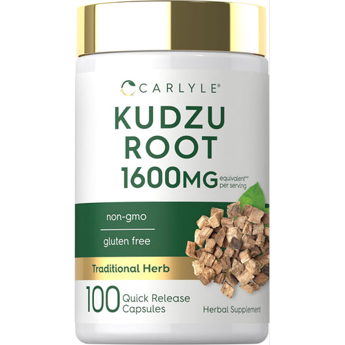 View 1 Carlyle Kudzu Root 1600MG per serving, 100 Quick Release Capsules. Non-GMO and gluten-free supplement.