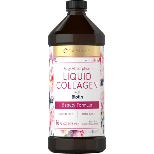 View 1 Liquid Collagen with Biotin, 16 FL. OZ. (473 mL), Berry Flavor Supplement. Gluten Free and Non-GMO for beauty support.