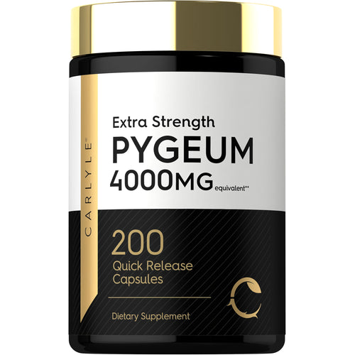 View 1 Pygeum dietary supplement with 4000 mg equivalent in extra strength, 200 quick release capsules.