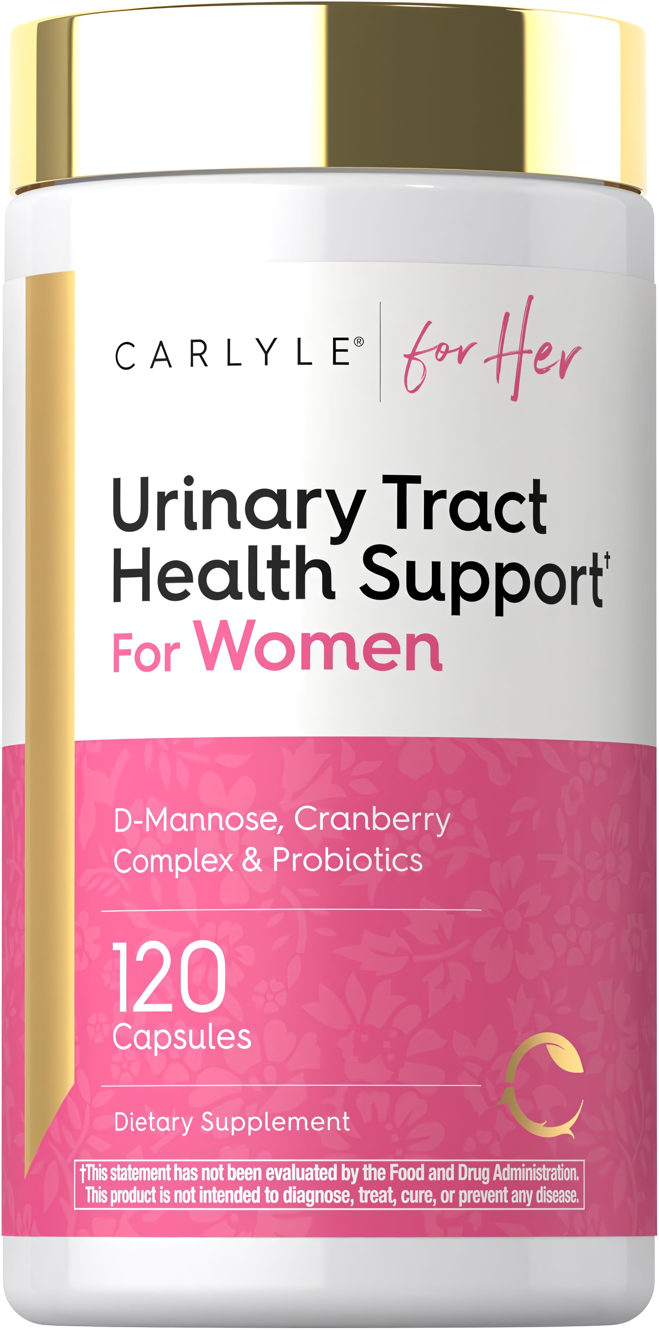 Urinary Tract Health Support For Women with D-Mannose, Cranberry Complex & Probiotics, 120 Capsules.