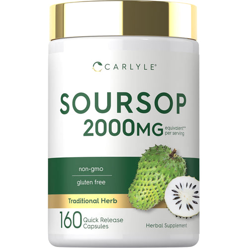 View 1 SOURSOP 2000MG equivalent, 160 Quick Release Capsules. Non-gmo, gluten-free traditional herb herbal supplement.