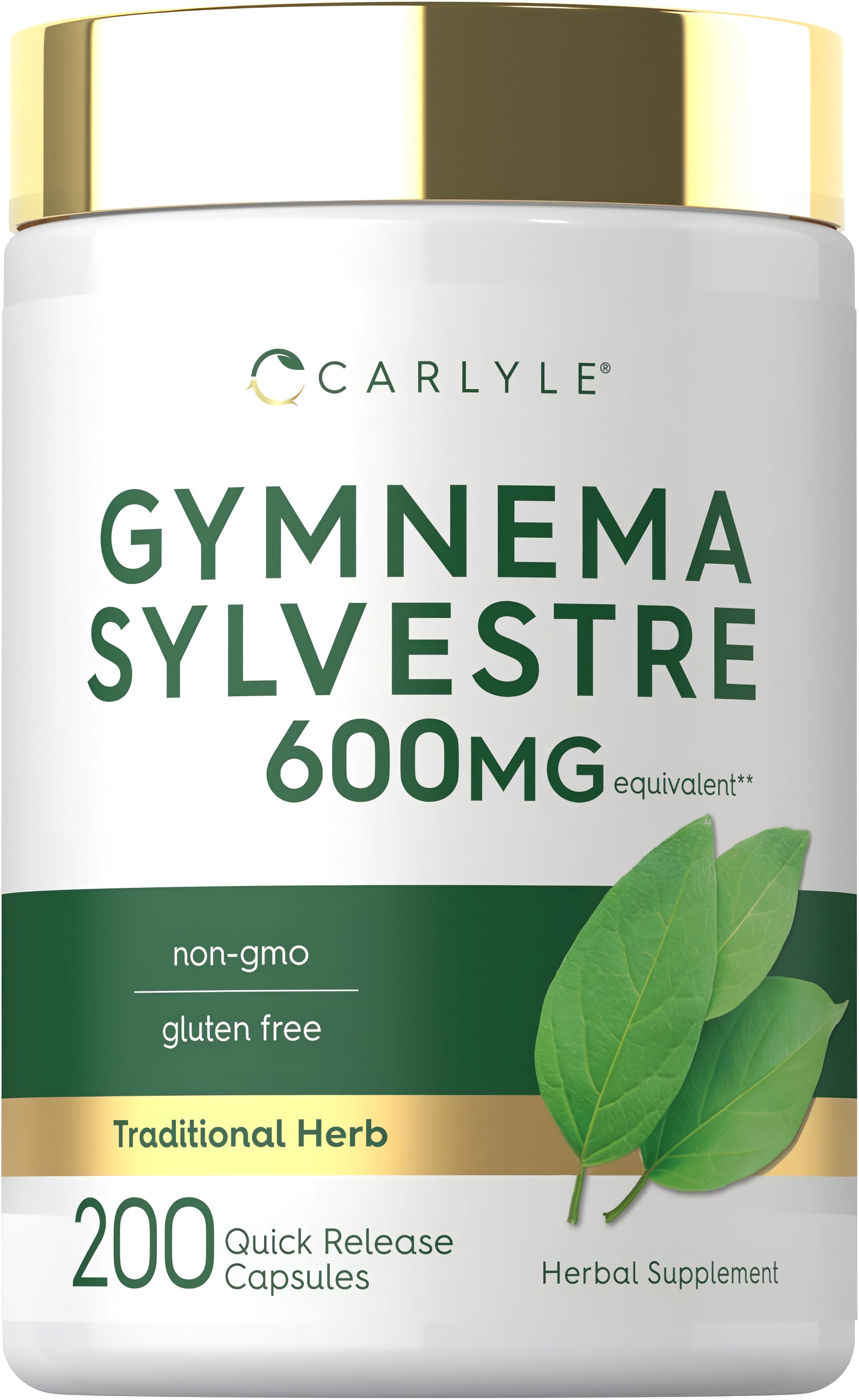 Carlyle Gymnema Sylvestre 600 mg equivalent, 200 quick-release capsules bottle image.
