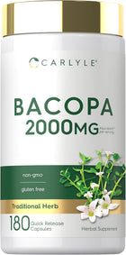 Carlyle Bacopa supplement, 2000mg per serving, with 180 easy-release capsules.